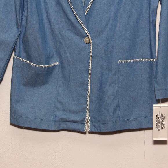 NEW Vintage The Villager Cotton Long Blazer Jacket Size 12 Light Blue - Picture 3 of 11